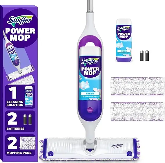 Swiffer PowerMop mopping kit with solution and replacement pads