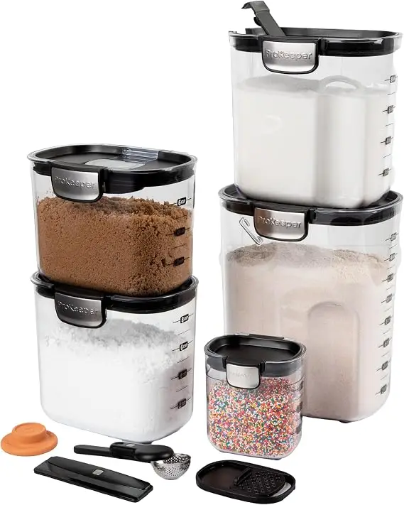 ProKeeper+ airtight food storage container set, black, 9 piece